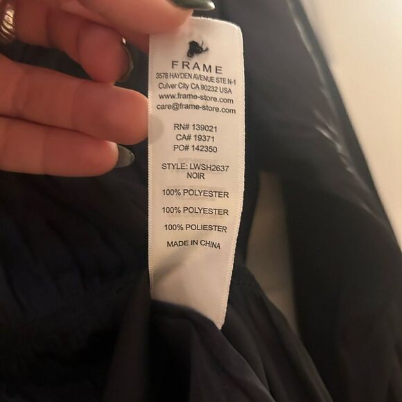 Frame Shirred Black VNeck Blouse NWT Medium - Picture 5 of 5